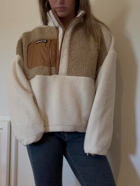 women’s columbia tan and cream fleece